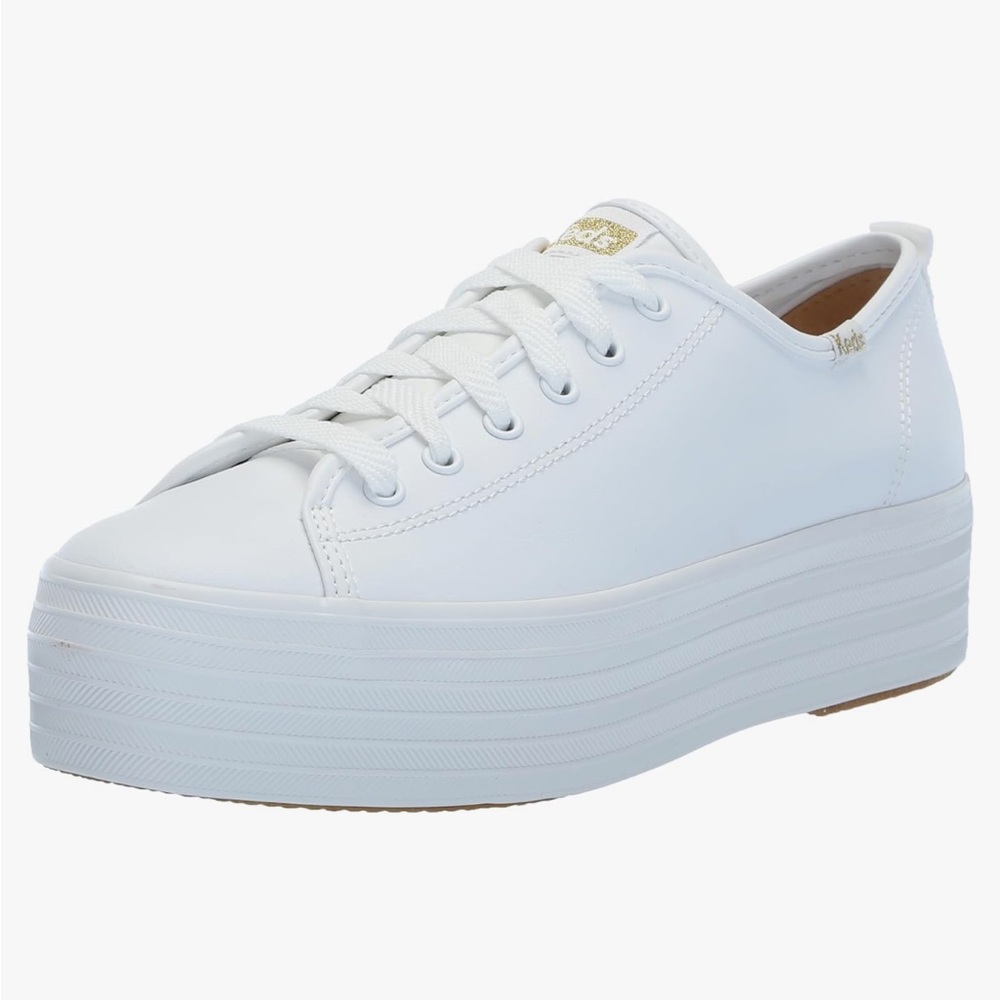 White Platform Leather Keds